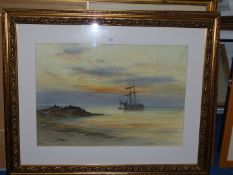 A large framed Watercolour 'Ashore',signed lower right J. Macmaster (James Macmaster), R.S.W.S, R.B.