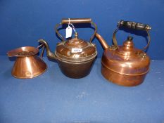 A 19th century copper kettle and an Art Deco copper jug.