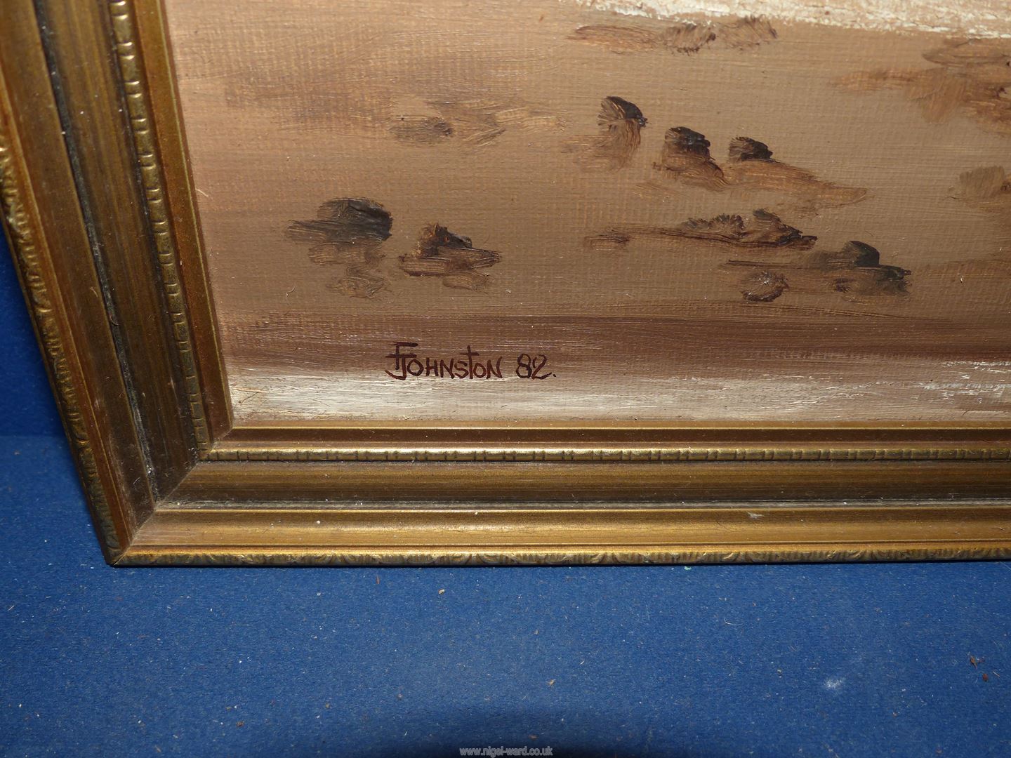 A framed Oil on board of a seascape with sailing ships, signed lower left F. - Image 2 of 2