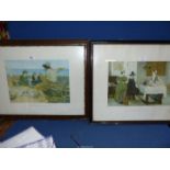 Two framed prints, one titled 'The Boyhood of Raleigh' after Sir J.E.