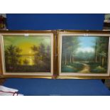 A pair of 20th century Oils on canvas,