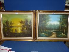 A pair of 20th century Oils on canvas,