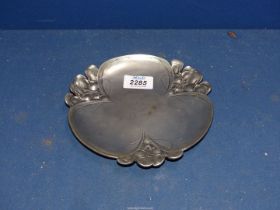 A pewter dish signed Achille Gamba and stamped with Etain Zinn and GSW marks,