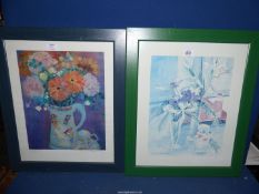 Two framed floral Prints; one signed Richard Ackerman, the other by Andrea Tana titled 'Flower Jug',