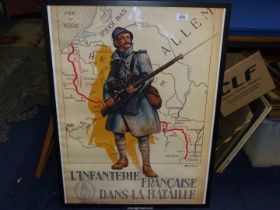 A large framed Print - 'L'Infanterie Francaise Dans La Bataille', 24 1/4'' x 32 1/2''.
