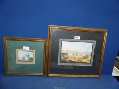 Two framed and mounted Watercolours including Tempo di Giove a Pompeii',