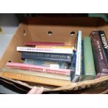 A box of hardback books to include The Discovery of The Titanic, Wandering Wales,