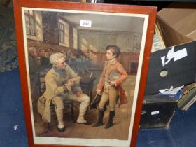A framed Print - 'Wellington's First Encounter with The French' from the painting by Geo. W.