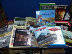 A quantity of books on railways to include Twilight of The Great Trains, Along Lost Lines,