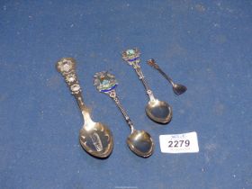 Two silver souvenir spoons, hallmarks for Birmingham, one for Calcutta the other for Whitley Bay,