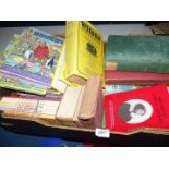 A large quantity of books to include Rupert Annuals, Crinolines and Crimping Irons,