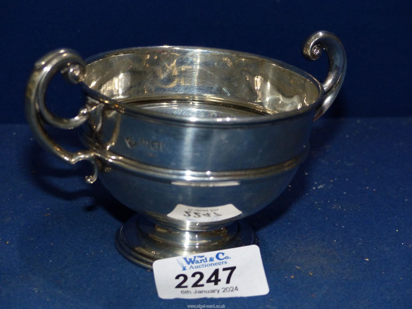 A Silver twin handle Cup/bowl, London 1905, maker James Ramsay, 105.3 grams. - Image 2 of 2