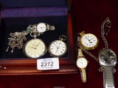 A small quantity of pocket and wristwatches including Swiss silver pocket watch,