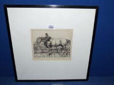 A framed and mounted Etching - The Horse of Ostend', signed Robert Austin 1922, 16 3/4'' x 17''.