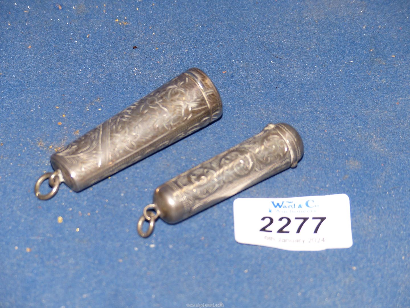 Two Silver cheroot holder Cases with hinged lids, Chester and Birmingham, 27.9g. - Image 3 of 3