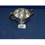 A Silver twin handle Cup/bowl, London 1905, maker James Ramsay, 105.3 grams.