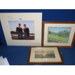 A quantity of pictures to include a framed and mounted Watercolour titled verso 'Fishing at