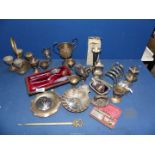 A quantity of mixed silver plate, Epns and metal ware including shell design dish,