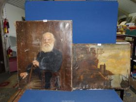 Two Victorian Oils on canvas, both needing extensive renovation.