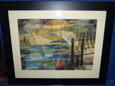 A large framed Watercolour titled verso 'Sunset at Rye', signed lower left 'Leslie', 31'' x 25''.