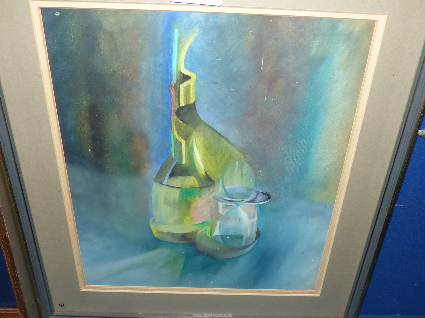 Two Art Deco style Oil paintings featuring cigarettes and wine glass. - Image 3 of 3