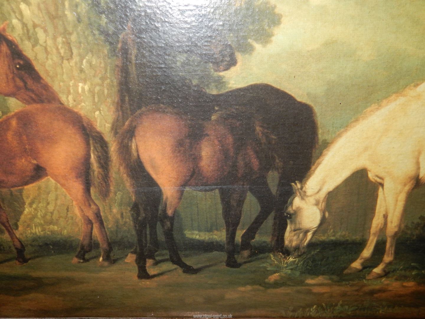 A gilt framed over-varnished print of Mares and Foals, 33 1/2'' x 26 3/4''. - Image 3 of 5