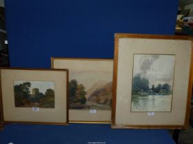 Three early 20th century Watercolours, one signed Clark.