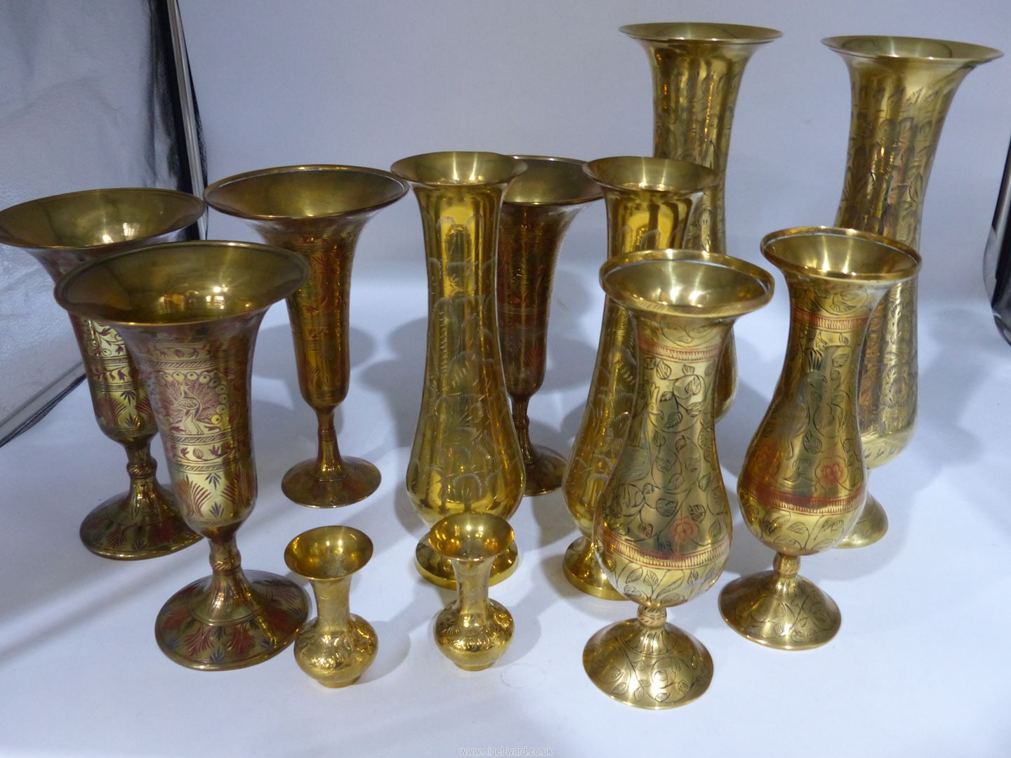 A quantity of brass trumpet vases. - Image 4 of 4