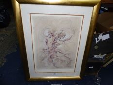 A framed and mounted Lithograph no.
