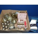 A quantity of Epns including tankards, sugar bowl, wine goblets, pastry forks in a case,