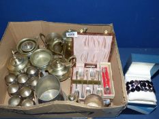 A quantity of Epns including tankards, sugar bowl, wine goblets, pastry forks in a case,