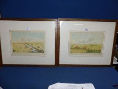 A pair of wooden framed Hunting Prints 'The Pleasures of Advantages of a Capital Run' and 'Young