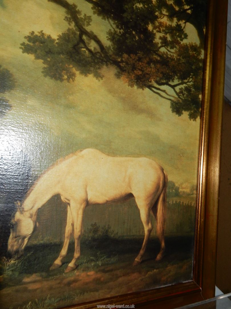 A gilt framed over-varnished print of Mares and Foals, 33 1/2'' x 26 3/4''. - Image 4 of 5