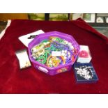 A quantity of costume jewellery including beads, bangles, brooches, necklaces, earrings, etc.