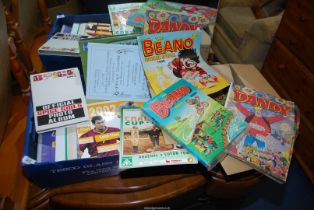 Football memorabilia, comics including 'Beano' and 'Dandy' etc.