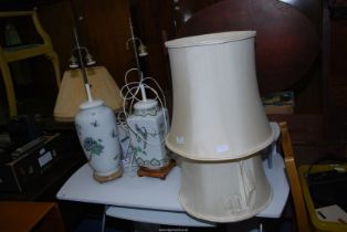 Two table lamps with china bases and shades.