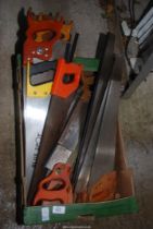 A box of hand saws.