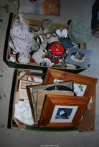 Two boxes of miscellaneous including pictures and glass, etc.