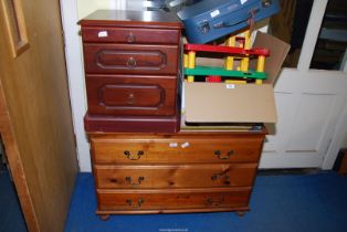 A Pine three drawer chest of drawers - 39" x 19 x 27" high,