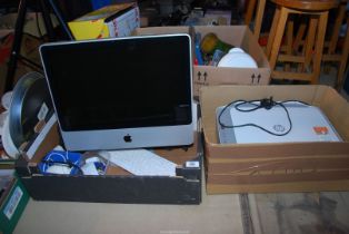 'Apple' Mac computer plus a 'Hewitt Packard' printer.