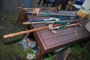 Garden tools, edging Spade, Auger, stop cock valve T-Bar.