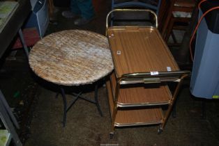 Three tier tea-trolley and side table.