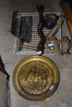 Brass plaques, drift wood cork and screws, etc.