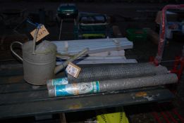 Three rolls of Netting-wire and Galvanized Watering-can (A/F).