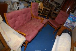 A two seater settee, plus two matching chairs.