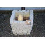 A square concrete Planter - 13" square x 12" high.