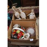 Two boxes of Miscellaneous in Table lights and china, etc.