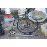 A Penny-farthing fabricated from a Bicycle wheel, and Planter etc.