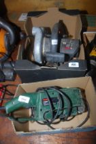 A 240 volt circular saw and a Bosch sander.