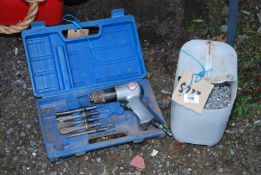 A tub of plaster board Nails, a Sealey Hammer, and Chisels etc.